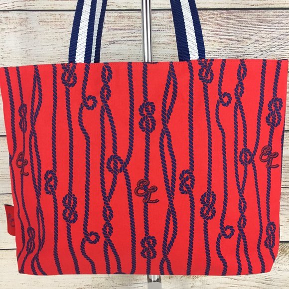 Estee Lauder Tote Bag Nautical Rope Knot Red White Blue - Picture 2 of 5
